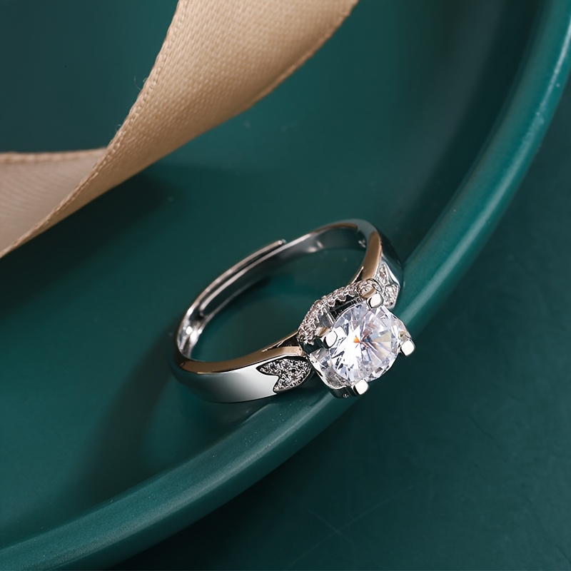 Vintage 925 Sterling Silver Moissanite Engagement Ring Adjustable Band